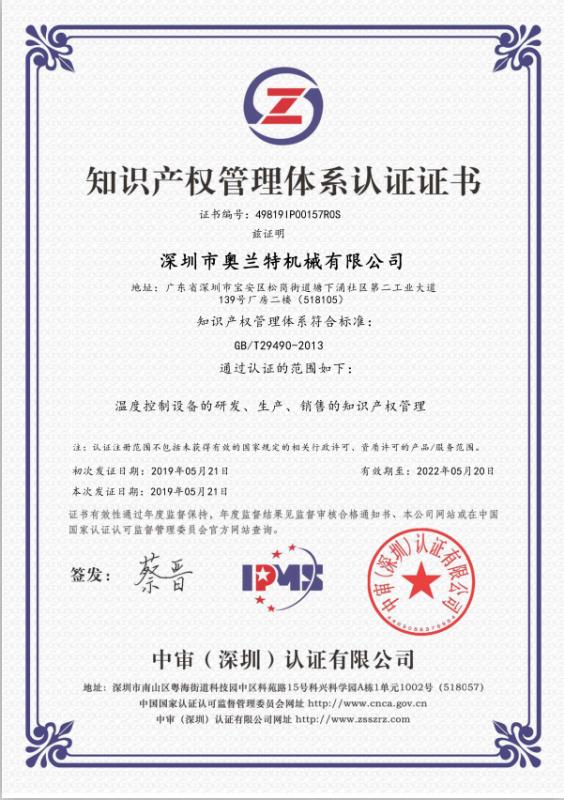 知識產(chǎn)權管理體系認證證書